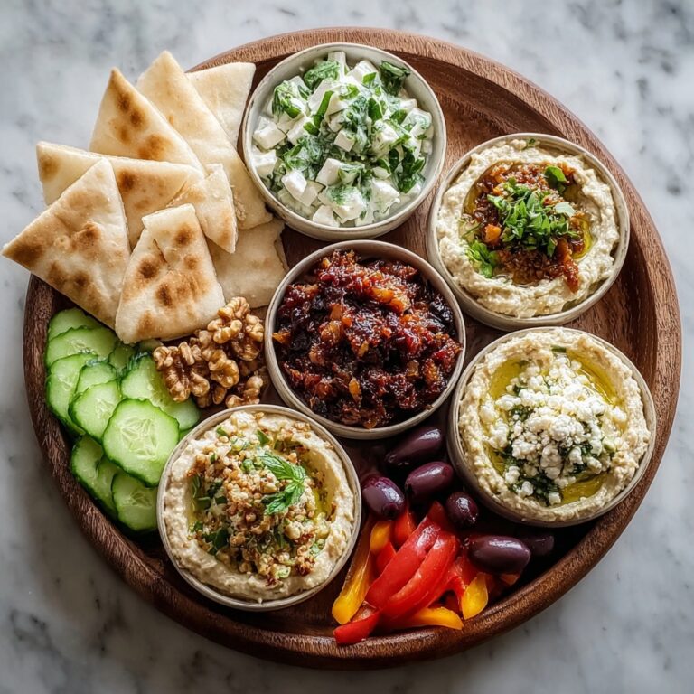 Mediterranean Brunch Board with Dips, Flatbreads, and Fresh Vegetables Recipe